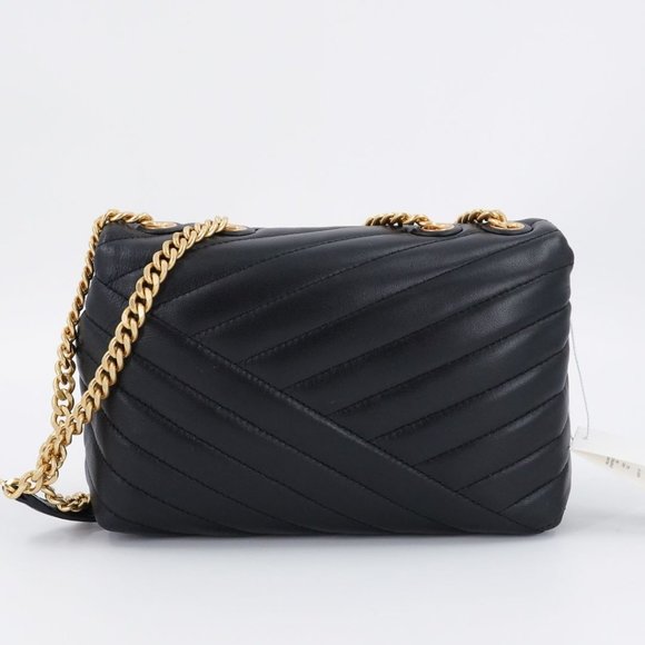 Tory Burch Kira Chevron Convertible Leather Small Crossbody Bag Black - no tags - Picture 2 of 10